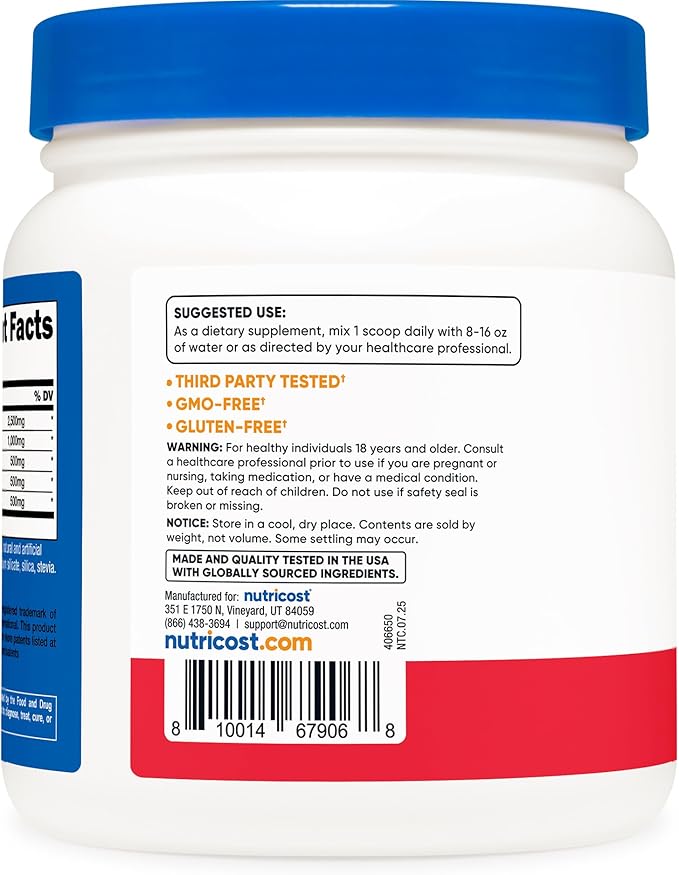 Nutricost L-Arginine Complex (Fruit Punch 60 Servings) - Gluten Free Non-GMO