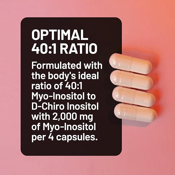 NatureWise Myo-Inositol &amp D-Chiro Inositol Supplement for Women - Fertility Supplements for Women - Ideal 40:1 Ratio - Myo Inositol 2000mg - Non-GMO Vegan USA Manufactured - [30-Day Supply]