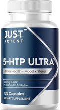 Just Potent 5-HTP Ultra 200mg | 120 Capsules - 4-Month Supply | for Sleep Mood and Brain Health | Fortified with SAM-e and Vitamin B6
