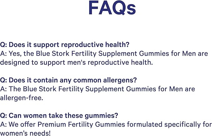 Blue Stork Fertility Supplement Gummies for Men - Male Prenatal Vitamins Conception Support for Him - Reproductive Health Hormonal Balance &amp Motility - 90 Count