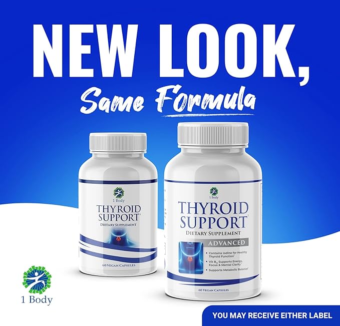 1 Body Thyroid Support Supplement 90-Day Supply 3 Pack with B12 Iodine Zinc Selenium Ashwagandha Non-GMO Vegetarian Formula