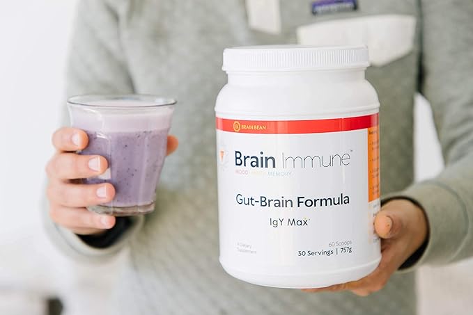 Brain Bean Brain-Immune | Advanced Formula to Support Leaky Gut Leaky Brain Immune System | with 10g Colostrum with Lactoferrin 5g L-Glutamine 4g IgY Max and 1g Inulin | 30 Servings