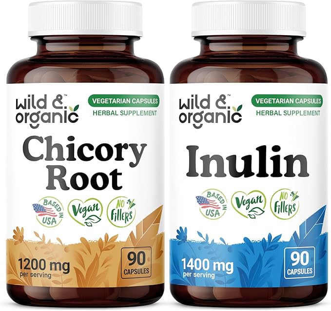 Wild &amp Organic Chicory Root 90 Capsules &amp Inulin 90 Capsules