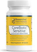 Researched Nutritionals CoreBiotic Sensitive - Vegan Probiotics for Low FODMAP Diet - Spore Based Probiotic Supplement to Support Microbiome &amp Gut Health - Researched Strains (60 Capsules)