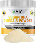 AKI Omega 3 DHA Micro Algae Powder Supplements - Plant Based Keto Vitamin - Alternative to Fish or Krill Oil - Vegan &amp Non-GMO (4.58oz/130g)