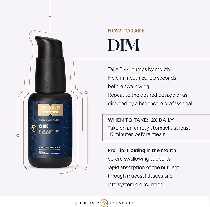 Quicksilver Scientific Nanoemulsified DIM - Liposomal DIM Supplement to Support Healthy Hormone Balance for Women &amp Men - Soy-Free Detox &amp Immune Support (1.7oz / 50ml)