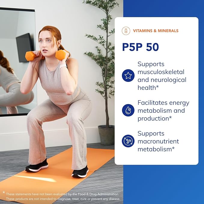 Pure Encapsulations P5P 50 - Active Vitamin B6 - Supports Energy Metabolism &amp Brain Health* - Gluten Free &amp Non-GMO - 180 Capsules