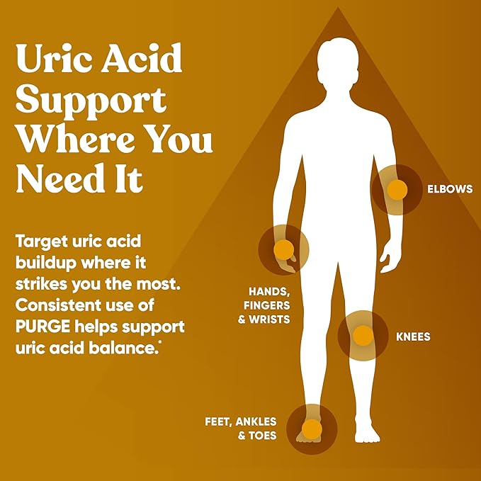 Eu Natural Purge Uric Acid Flush - Eat &amp Drink What You Want - Uric Acid Support for Joints &amp Mobility with Celery Seed Tart Cherry &amp Chanca Piedra - 60 Vegetarian Capsules