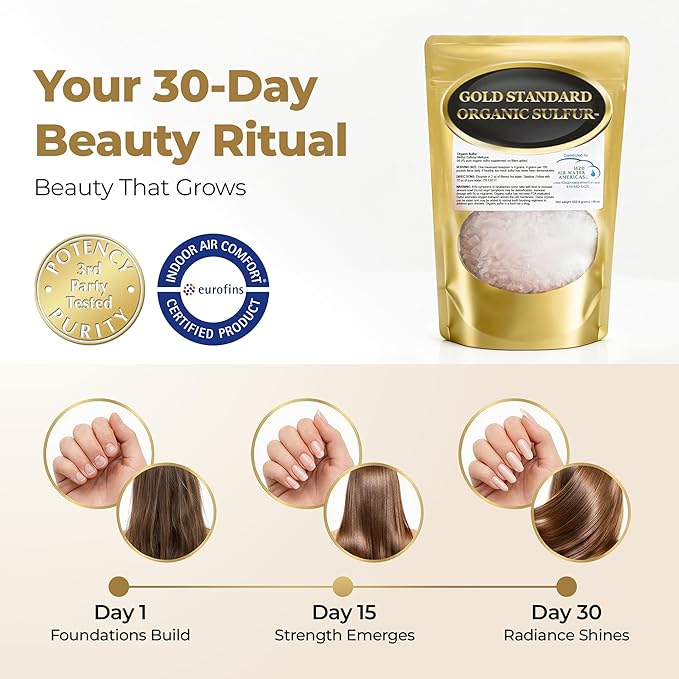 Gold Standard Organic Sulfur Crystals 6lb - 99.9% Pure MSM Crystals - High-Purity MSM Supplement Powder - Large Granular Flakes - 3rd Party Tested for Purity