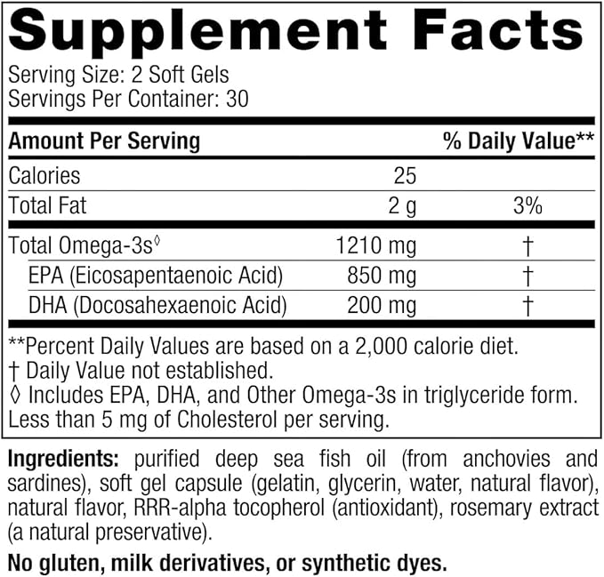 Nordic Naturals EPA Lemon - 60 Soft Gels - 1210 mg Omega-3 - High-Intensity EPA Formula for Positive Mood Heart Health &amp Healthy Immunity - 30 Servings