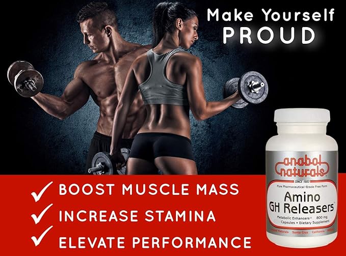 Anabol Naturals Amino GHReleasers Pre-Workout Amino Acid Supplement – MetaboEnhancer with L-Glutamine and L-Arginine for Lean Muscle 500 Capsules