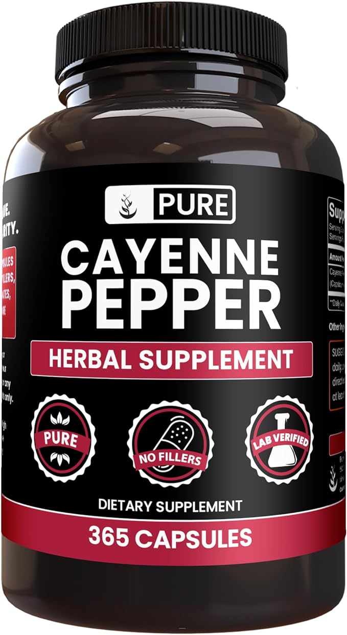 PURE ORIGINAL INGREDIENTS Cayenne Pepper (365 Capsules) No Magnesium Or Rice Fillers Pure Lab Verified