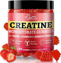 Creatine Gummies for Women &amp Men Low Sugar Creatine Supplements Help Build Muscle Creatine Monohydrate Gummies Raspberry Flavor Supports Muscle Growth and Enhances Strength 120 Count