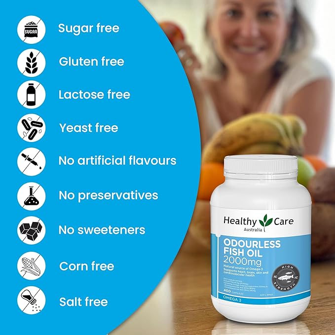 Healthy Care Odourless Fish Oil 2000mg 400 Soft Capsules