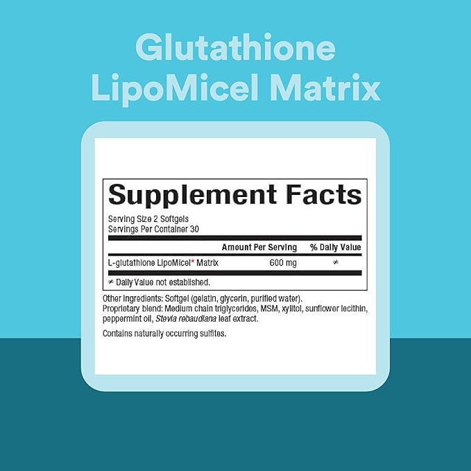 Natural Factors Glutathione LipoMicel Matrix 300 mg - Antioxidant Supplement for Healthy Aging &amp Immune Support - Non-GMO Gluten-Free &amp Dairy-Free - 60 Softgels (30 Servings)