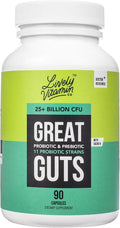 LIVELY VITAMIN CO. Great Guts Probiotic - 25 Billion CFU Probiotic - Balance Gut Microbiome GI Tract Inflammation Indigestion Reflux Upset Stomach &amp Diarrhea - 90 Caps