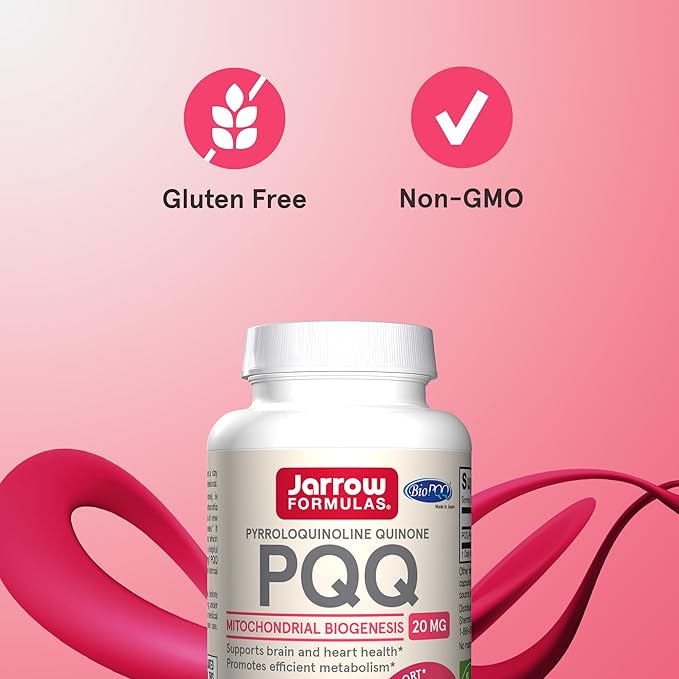 Jarrow Formulas® PQQ 20 mg Dietary Supplement Heart Brain and Metabolism Support 60 Veggie Capsules 60 Day Supply