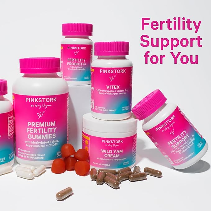 Pink Stork Fertility Support Probiotics for Women with Ashwagandha for Vaginal Health Conception pH Balance Hormone Balance and Gut Flora Fertility Supplements for Women 30 Capsules