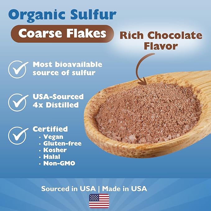 KALA HEALTH MSMPure Chocolate Flavored Coarse MSM Powder Flakes – US-Made MSM for Joint Health Skin Appearance and Hair &amp Nail Support – 1 lb Organic Sulfur