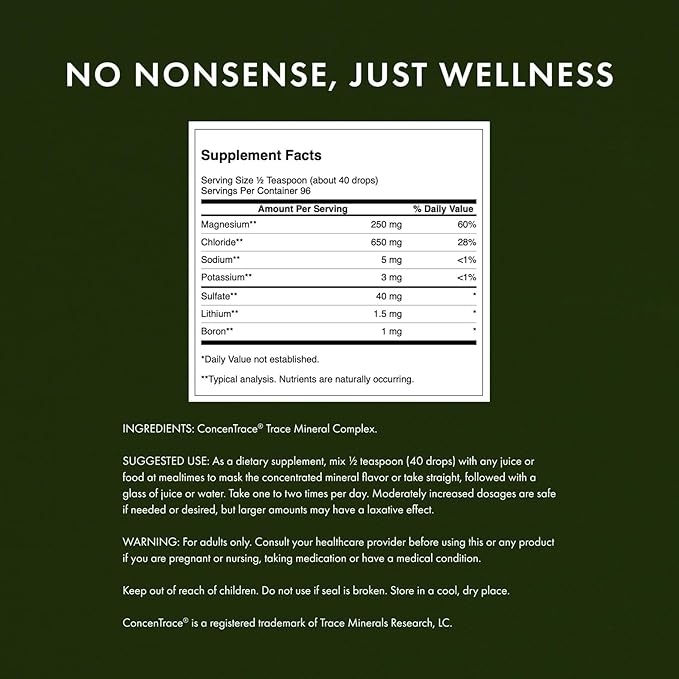 Swanson Concentrace Trace Mineral Drops 8oz-Complete Mineral Complex for Energy Hydration &amp Electrolyte Balance Over 72 High Absorption Ionic Minerals Such As Magnesium Potassium Calcium