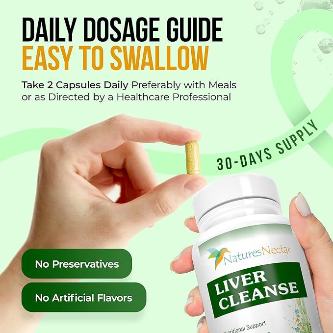 Nature's Nectar Liver Cleanse Detox &amp Repair – Active Liver Support Supplement with Milk Thistle Liver Detox – Helps Repair &amp Protect Liver Aids Fatty Liver &amp Gallbladder Health – 60 Caps