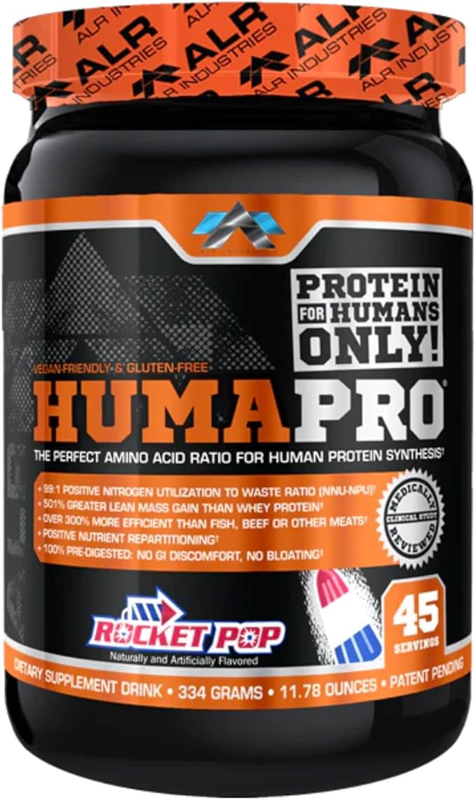 ALR Industries HumaPro Essential Amino Acid Formula | EAA Protein Supplement | Supports Muscle Recovery &amp Performance | Vegan Gluten Free | | 45 Servings (Rocket Pop)