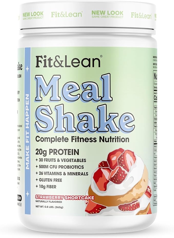 Fit &amp Lean Meal Shake Fat Burning Meal Replacement Protein Fiber Probiotics Strawberry Shortcake 0.8 lbs (365 g)10 Servings Per Container