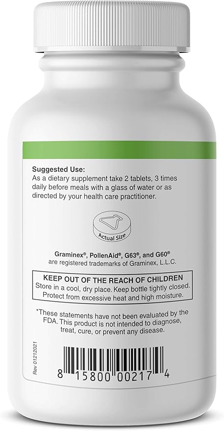 Graminex PollenAid Prostate Supplement: All Natural Prostate Support for Bladder Control &amp Urinary Tract Health Rye Pollen Extract Made in USA 200 Tablets (Pack of 2)