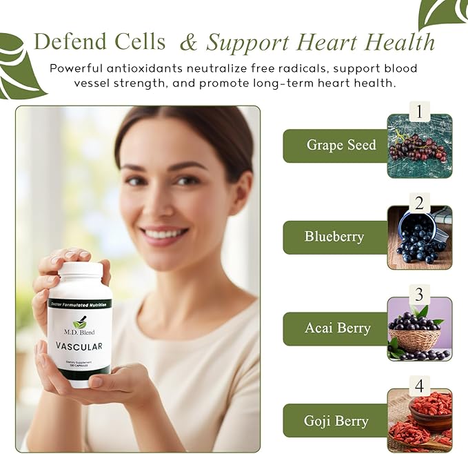 Vascular Support Supplement – L-Arginine Garlic Pomegranate &amp Beet Root Formula – Supports Circulation Blood Flow &amp Nitric Oxide Production – 120 Capsules (Pack of 2)