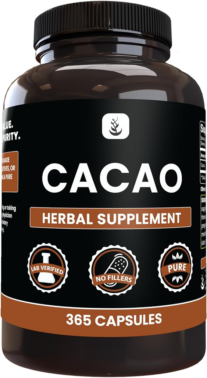 Pure Original Ingredients Cacao (365 Capsules) No Magnesium Or Rice Fillers Always Pure Lab Verified