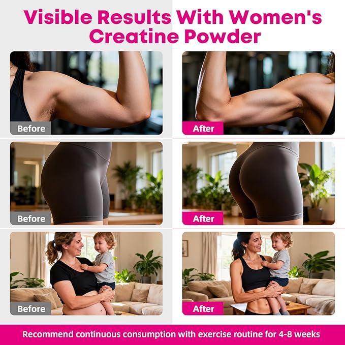 Women‘s Creatine Powder Travel Packets: Creatine Monohydrate Collagen Packs for Pre Workout Muscle Growth &amp Recovery Skin Elasticity Energy Metabolism with Inositol Beet Root Raspberry Flavor 30 P