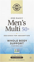 Solgar One Daily Men's Multi 50+ Whole Body Support for Men 50 and Older Highly Absorbable Delayed Release Heart Energy Stress Muscle Bone Prostate Support Vitamin 60 Vegan Capsules 60 Servings