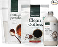Natural Force Clean Coffee + Creamy Vanilla MCT Oil + Collagen Peptides Bundle – Organic Whole Bean Coffee Flavored MCT Creamer &amp Hydrolyzed Collagen Protein – 12 Oz 16 Oz 11.7 Oz