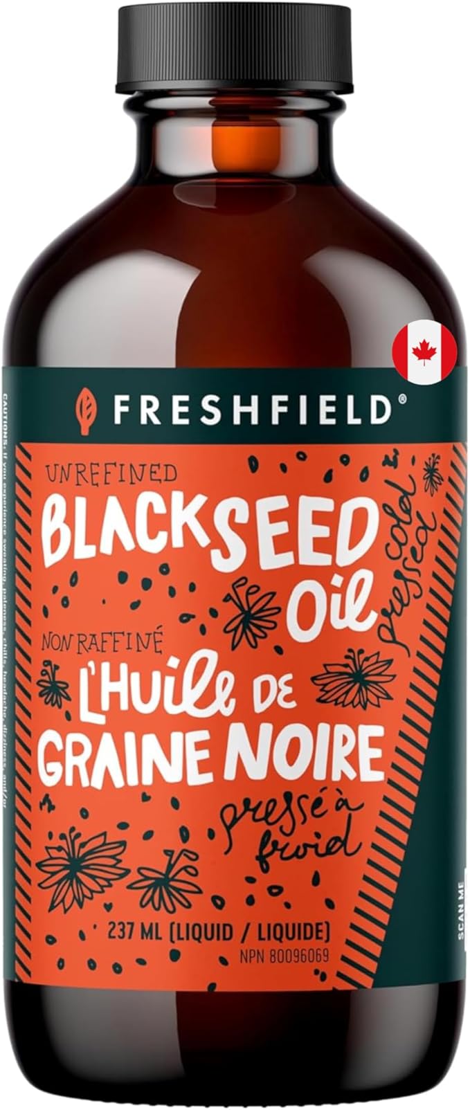 Freshfield Black Seed Oil Tested Cold Pressed Nigella Sativa High Thymoquinone (min 1.6%) and p-Cymene Ultra Strength Vegan 100% Pure and Natural Black Cumin Seed Oil Supplement 8oz Liquid