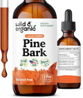 Wild &amp Organic Pine Bark Extract Tincture - Antioxidant Support - Pinus Pinaster Supplements - French Maritime Bark Liquid Drops - 2-Month Supply - Vegan Alcohol &amp Sugar-Free - 2 fl oz