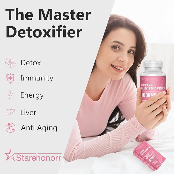 Liposomal Glutathione Softgels 1500MG Reduced Glutathione Supplement with Vitamin C Better Absorption Non-GMO Powerful Antioxidant for Healthy Aging Detox Immune Health120 Softgels