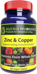 ZINC &amp Copper - LAB Tested for Highest Purity! Fast Absorption 100% Organic Natural Ingredients - Massive Immune Support - Repair Heart &amp Body! - Vegan Tablets (60ct)