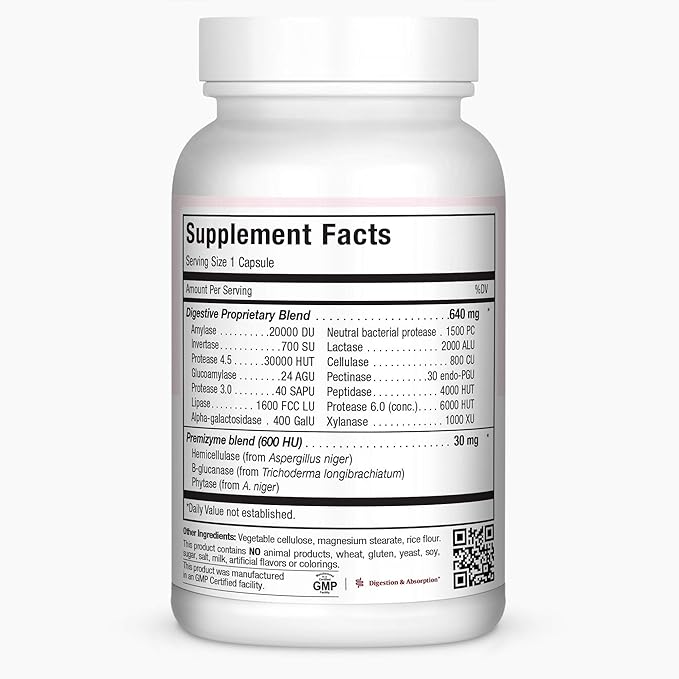 Digestive Enzymes Supplement – Plant-Based Digestive Enzymes for Women &amp Men – Aids Digestion of Protein Fat Carbs &amp Fiber – Supports Gut Health Gas &amp Bloating Relief – Enzymax Complex