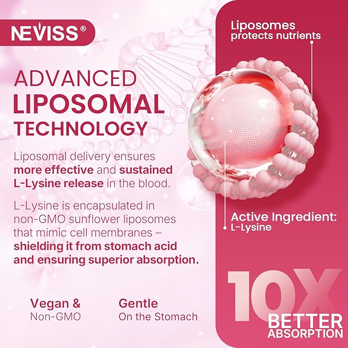 Liposomal L-Lysine Gummies 1200mg | High Absorption Immune &amp Skin Support | Vegan Amino Acid Supplement for Adults &amp Kids | Lips &amp Oral Bone &amp Collagen Health | Non-GMO Sugar-Free 6