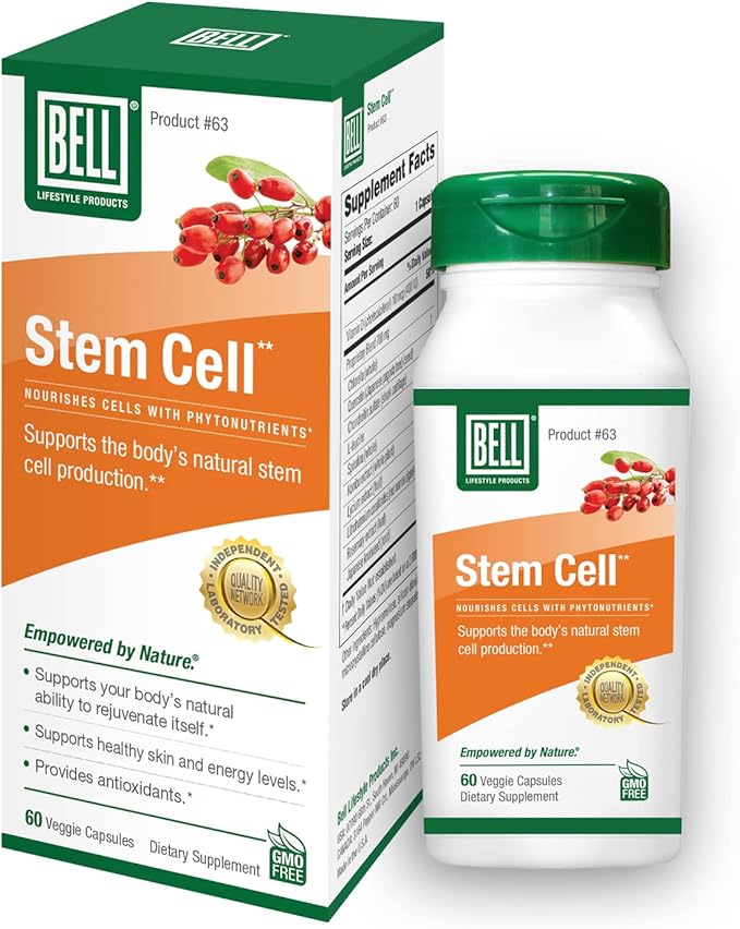 Bell Stem Cell Supplements - Supports Your Body's Natural Ability to Replace Worn Out Cells and Rejuvenate Tissue | Celulas Madres | 60 Capsules