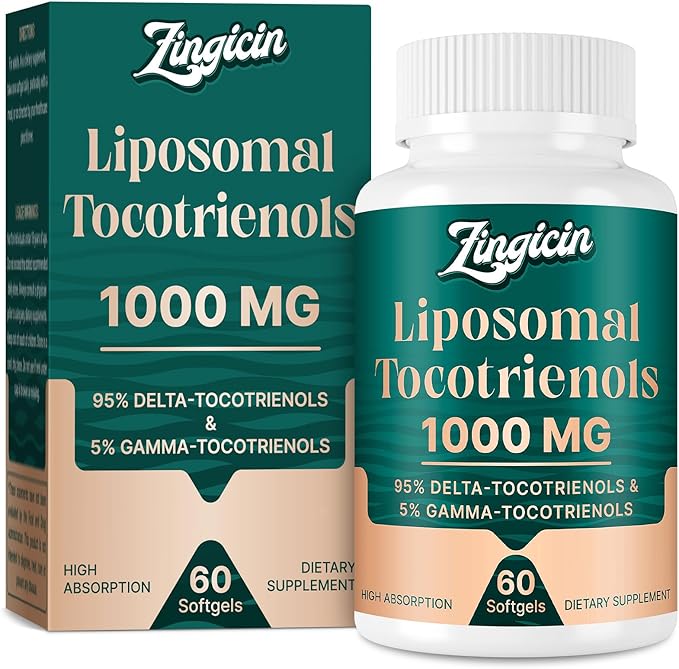 Vitamin E Tocotrienols - Liposomal Vitamin E Oil 1000mg Highly Absorbable Delta Tocotrienol and Gamma Tocotrienol 60 Softgels