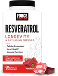 Force Factor Resveratrol Longevity &amp Anti-Aging Trans-Resveratrol with Grape Seed Extract Quercetin &amp Vitamin C Anti-Aging Supplement for Cellular Health &amp Heart Health Mixed Berry 60