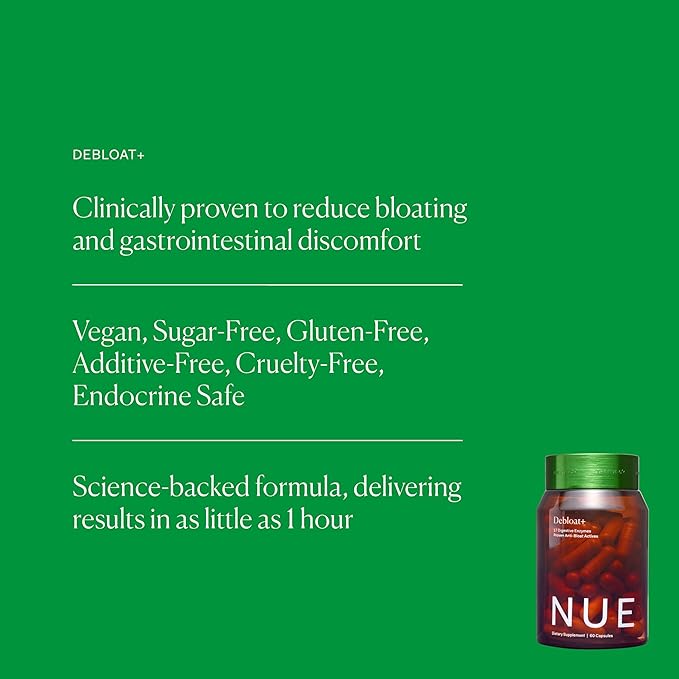 The Nue Co. (Debloat+ &amp Pre+ Probiotic Gut Health Supplement - Supports Digestive Balance Reduced Bloating &amp Microbiome Health - Vegan Clean &amp Gluten Free Daily Gut Health Regimen | 120