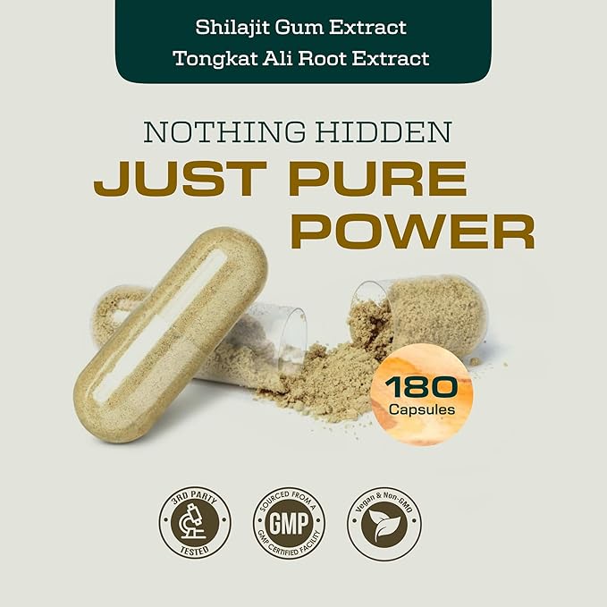 Shilajit and Tongkat Ali for Men and Women – Pure Shilajit Capsules w/High Potency Fulvic Acid &amp Trace Minerals – Shilajit for Men with Natural Testosterone Support for Energy &amp Muscle Growth