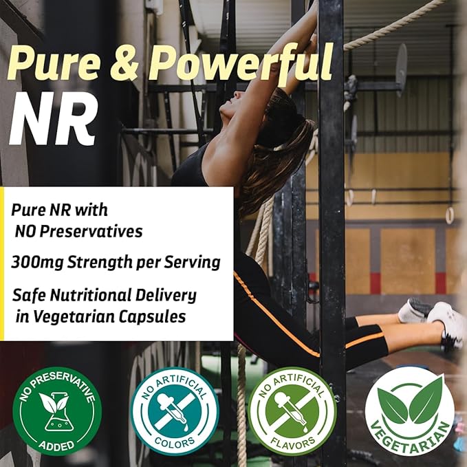 Nicotinamide Riboside NR Supplement 300mg - Vitamin B3 Alternative - Supports Energy Longevity &amp Wellness - Non-GMO Gluten-Free cGMP Certified - 120 Vegan Capsules - 60 days/2 Month Supply