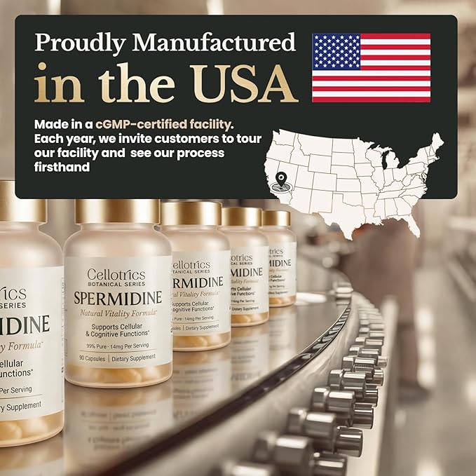 Spermidine Supplements - 1260mg | Ultra-Pure 99% Spermidine Made in USA &amp USA 3rd-Party Tested |100x More Potent Spermidine Supplements for Women &amp Men Longevity Support