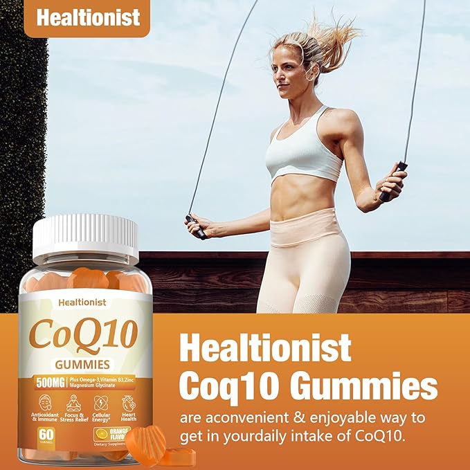 2 Pack 500MG Coq10 Gummies - 3X Better Absorption Plus Omega-3 Magnesium Vitamin B3 &amp Zinc - Coenzyme Q10 Supplements for Heart Health Cellular Energy &amp Antioxidant Vegan 120 Counts