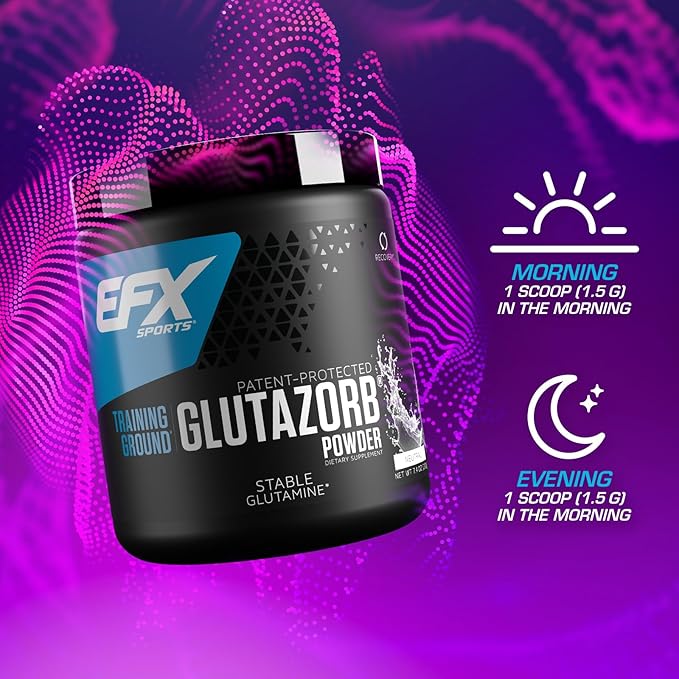 EFX Sports Training Ground Glutazorb Powder | Highly Concentrated pH Correct Glutamine Supplement | Digestion &amp Immune Support | 140 Servings (Unflavored)
