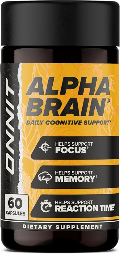 ONNIT Alpha Brain Nootropic Brain Supplement for Focus Memory Mental Clarity Cognitive Support with L-Theanine and Vitamin B6 60 Count Capsules