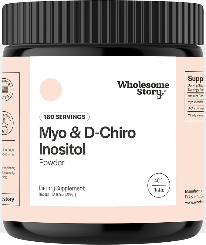 Myo-Inositol &amp D-Chiro Inositol Supplement Powder for Women | Hormonal Balance &amp Healthy Ovarian Function Support | Vitamin B8 | Great Alternative to Capsules | 40:1 Ratio | 180 Servings